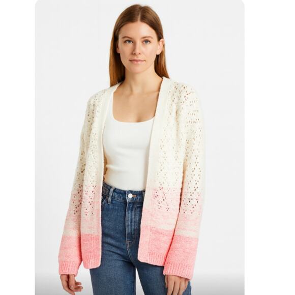 Anthropologie SZ XS Faustia Dip Dyed Cardigan Cotton Linen Blend $138 NWT - Picture 1 of 7